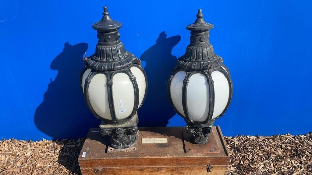 2 x  VICTORIAN STYLE LIGHT POST FITTINGS