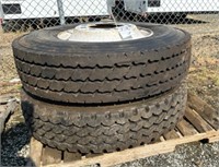 Michelin steer truck tires,2 tires on rims,2R 22.5