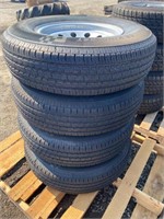 Trailer tires,set of 4,235/80R/16 on rims