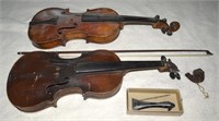 (2) Antique Violins w/ Antonius Stradivarius Copy