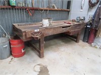 Vintage Carpenters Work Bench with dawn No 10 Vice
