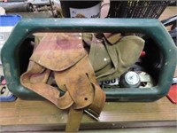 Qty of Hand Tools, Leather Pouches & Tool Box