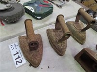 3 Vintage Cast Iron Irons