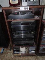 Kenwood Stereo System & 2 Speakers & Cabinet