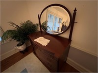 Antique Dresser with Oval Beveled Mirror