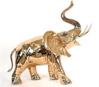 Highly Polished  Trunk Up Cast Brass Elephant