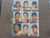 9 1953 Topps baseball cards