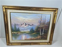 ARTWORK - OIL ON CANVAS - MOUNTAIN SCAPE - SIGNED