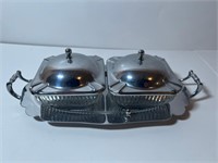 CONTINENTAL SILVER CO SET - CRYSTAL CANDY DISHES