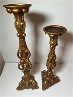 ORNATE CANDLE HOLDERS - GOLD/BRONZE TONE