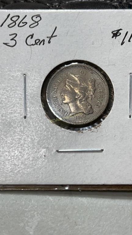 1868 US 3 cent piece