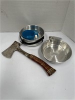 Camp Cookware and hatchet