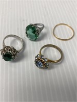 Blue & Green Stones With 1 Gold Tone Band Sizes