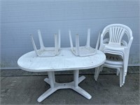 Outside Plastic table, chairs and side tables