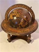 Vintage Made In Italy Wooden Zodiac World Globe