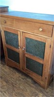 Vintage footed pine pie safe, one drawer and nice