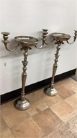 Pair of banquet table candle sticks with center