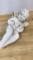 Putti plaster angel holding bow and quiver,