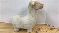 Pottery lamb with shabby chic finish, 10 x 9,