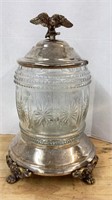 Vintage Italian Biscuit Jar with Brass Eagle top