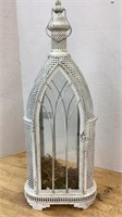 Gothic glass and metal terrarium, 24 in tall,