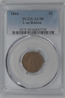 1864 Indian Head Cent PCGS AU58 w/ L