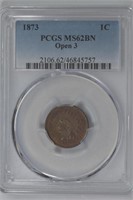1873 Indain Head Cent PCGS MS62BN Open 3