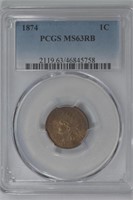 1874 Indian Head Cent MS63RB