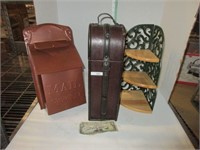 Camping holder/cast iron shelf w wood/mailbox