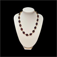 Antique Aged Gold 18.00ct Oval Cut Ruby Necklace