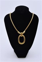 Monet Heavy Gold Tone Necklace with Pendant