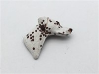 Haind Painted Dalmatian Brooch -Signed