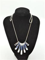 Silver Tone Necklace with bib style pendants