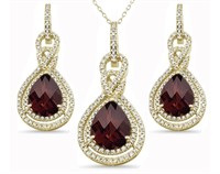 $ 10,420 14.10 Ct Garnet Diamond Earring Pendant