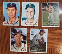 5- 1957 Milwaukee Braves Cards
