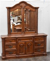 (9) Drawer Dresser w/ Mirrors Decorative Pillars