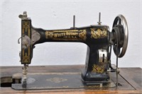 White Rotary Antique Sewing Machine w/Cabinet USA
