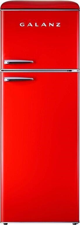(Read)Galanz Dual Door Refrigerator, Red, 12 CuFt