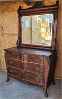 Antique Oak 4-Drawer Dresser w/ Mirror