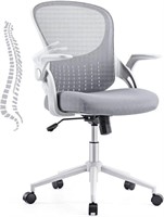 Office Chair-Lumbar Support & Flip-up Armrest,Grey