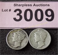 1929 D and 1935 S Mercury silver dimes