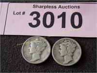 1929 S and 1924 Mercury silver dimes