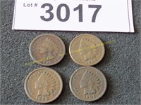 Four Indian Head pennies