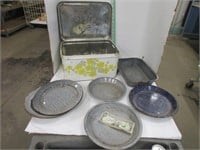 Vintage enamelware & metal bread box