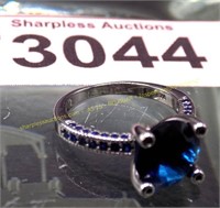 Lab created sapphire sterling silver ring