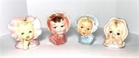 Baby Head Vases including Lefton- Lot of 4