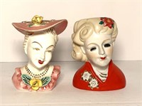 Ceramic Head Vases- one marked Nippon