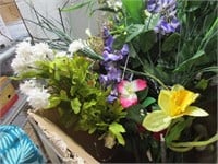 Medium size box of plastic flowers