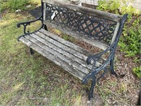 Garden wooden and metal bench 50 inches wide