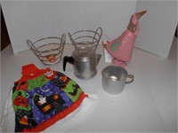 Coffee Pot, Metal Baskets, Goose Decor